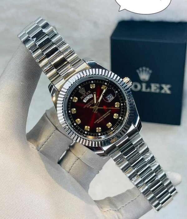 Luxury Men’s Watch BD – RLX  T Red Dial Full Silver Day & Date