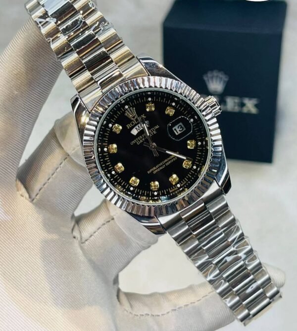 Luxury Men’s Watch BD – RLX  Black Dial Full Silver Day & Date