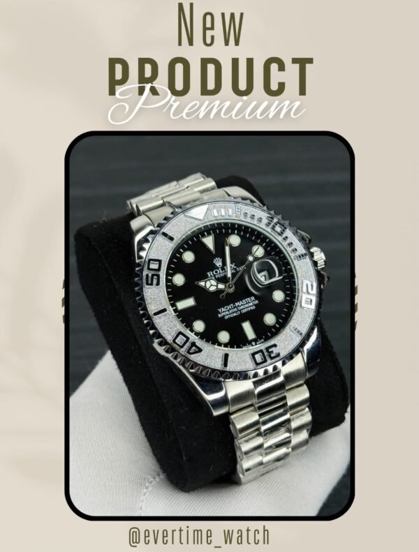 Premium Quality RLX Silver Body Black Dial Yacht Master Watch