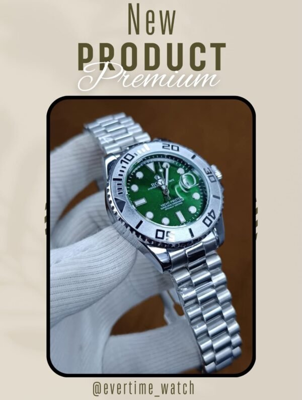 Premium Quality RLX Silver Body Green Dial Yacht Master Watch