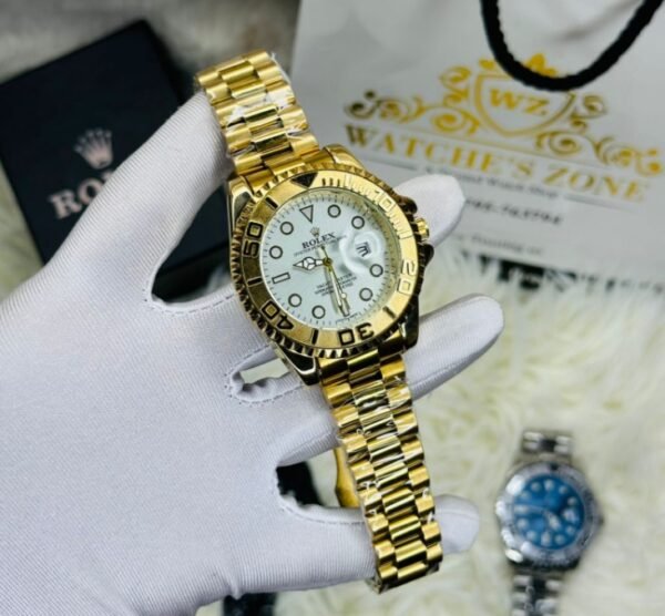 Premium Quality RLX White Dial Yacht Master Golden Body Watch
