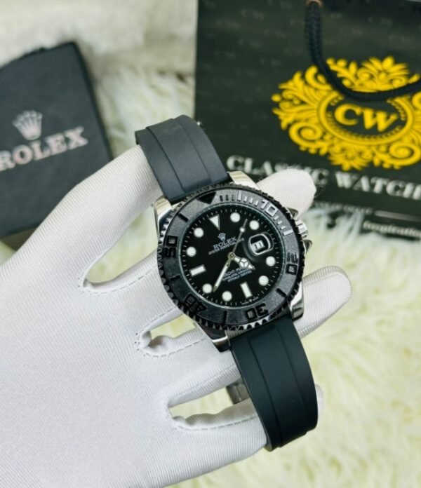 Classy Type RLX Yacht Master Rose Gold Body -Black Dial Belt Watch