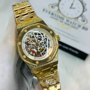 AP Automatic Chain Watch B Golden Dial White